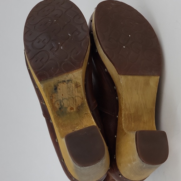 UGG Fold Over Shearling Leather Brown Mid Calf Lynnea II 1001793 Clog Boot Sz 8 - Picture 15 of 15